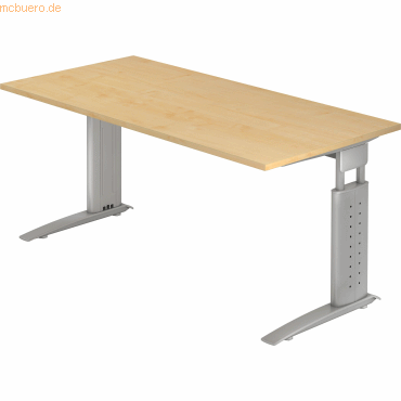 4032062140840 - HAMMERBACHER US16 höhenverstellbarer Schreibtisch ahorn rechteckig C-Fuß-Gestell silber 1600 x 800 cm