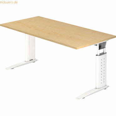 4032062140857 - Schreibtisch TARVIS C-Fuß Quadrat B 1600 mm Gestell weiß höhenverstellbar Ahorn-Dekor 4032062140857 - Schreibtisch TARVIS C-Fuß Quadrat B 1600 mm Gestell weiß höhenverstellbar Ahorn-Dekor