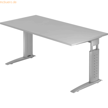 4032062140864 - HAMMERBACHER US16 höhenverstellbarer Schreibtisch lichtgrau rechteckig C-Fuß-Gestell silber 1600 x 800 cm