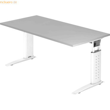 4032062140871 - Schreibtisch TARVIS C-Fuß Quadrat B 1600 mm Gestell weiß höhenverstellbar lichtgrau