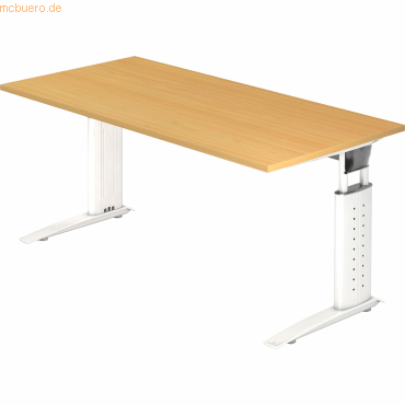 4032062140895 - Schreibtisch TARVIS C-Fuß Quadrat B 1600 mm Gestell weiß höhenverstellbar Buche-Dekor 4032062140895 - Schreibtisch TARVIS C-Fuß Quadrat B 1600 mm Gestell weiß höhenverstellbar Buche-Dekor