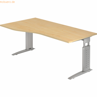 4032062141205 - HAMMERBACHER US18 höhenverstellbarer Schreibtisch ahorn Trapezform C-Fuß-Gestell silber 1800 x 1000 cm