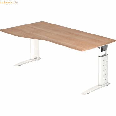 4032062141274 - Schreibtisch TARVIS Freiform B 1800 x T 800 1000 x H 680-820 mm Gestell weiß Nussbaum-Dekor 4032062141274 - Schreibtisch TARVIS Freiform B 1800 x T 800 1000 x H 680-820 mm Gestell weiß Nussbaum-Dekor