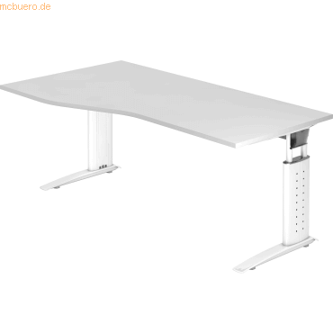 4032062141298 - HAMMERBACHER US18 höhenverstellbarer Schreibtisch weiß Trapezform C-Fuß-Gestell weiß 1800 x 1000 cm