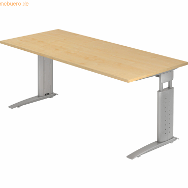 4032062140963 - HAMMERBACHER US19 höhenverstellbarer Schreibtisch ahorn rechteckig C-Fuß-Gestell silber 1800 x 800 cm