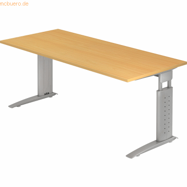 4032062141007 - HAMMERBACHER US19 höhenverstellbarer Schreibtisch buche rechteckig C-Fuß-Gestell silber 1800 x 800 cm