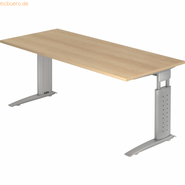 4032062164686 - HAMMERBACHER US19 höhenverstellbarer Schreibtisch eiche rechteckig C-Fuß-Gestell silber 1800 x 800 cm