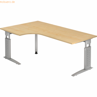 4032062141328 - HAMMERBACHER US82 höhenverstellbarer Schreibtisch ahorn L-Form C-Fuß-Gestell silber 2000 x 800 1200 cm 4032062141328 - HAMMERBACHER US82 höhenverstellbarer Schreibtisch ahorn L-Form C-Fuß-Gestell silber 2000 x 800 1200 cm