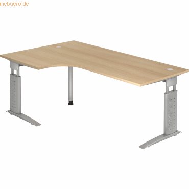 4032062164761 - HAMMERBACHER US82 höhenverstellbarer Schreibtisch eiche L-Form C-Fuß-Gestell silber 2000 x 800 1200 cm 4032062164761 - HAMMERBACHER US82 höhenverstellbarer Schreibtisch eiche L-Form C-Fuß-Gestell silber 2000 x 800 1200 cm