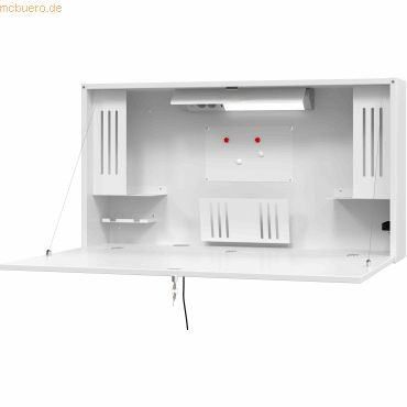 4032062188989 - Wandschreibtisch ideal für das Home Office ausklappbare Tischplatte umfangreiche Innenausstattung B 1200 x T 260 x H 650 mm weiß weiß