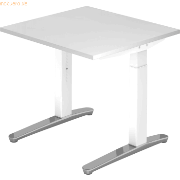 4032062169087 - Schreibtisch TOPAS LINE manuell höheneinstellbar B 800 mm weiß weiß alu poliert 4032062169087 - Schreibtisch TOPAS LINE manuell höheneinstellbar B 800 mm weiß weiß alu poliert