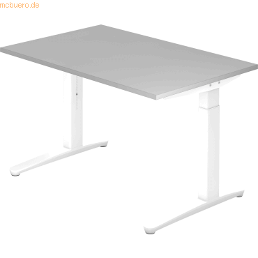 4032062169179 - eurokraft pro ANNY - Schreibtisch mit C-Fußgestell höhenverstellbar 650 - 850 mm Breite 1200 mm lichtgrau weiß 4032062169179 - eurokraft pro ANNY - Schreibtisch mit C-Fußgestell höhenverstellbar 650 - 850 mm Breite 1200 mm lichtgrau weiß