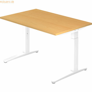 4032062169209 - eurokraft pro ANNY - Schreibtisch mit C-Fußgestell höhenverstellbar 650 - 850 mm Breite 1200 mm Buche weiß 4032062169209 - eurokraft pro ANNY - Schreibtisch mit C-Fußgestell höhenverstellbar 650 - 850 mm Breite 1200 mm Buche weiß
