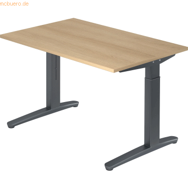 4032062172339 - eurokraft pro ANNY - Schreibtisch mit C-Fußgestell höhenverstellbar 650 - 850 mm Breite 1200 mm Eiche graphit 4032062172339 - eurokraft pro ANNY - Schreibtisch mit C-Fußgestell höhenverstellbar 650 - 850 mm Breite 1200 mm Eiche graphit