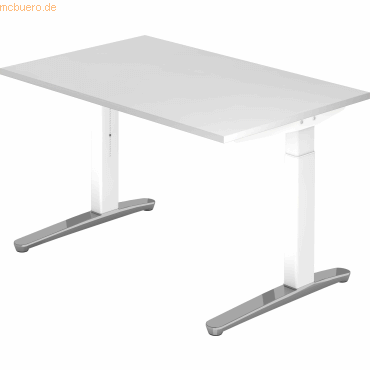 4032062169339 - Schreibtisch TOPAS LINE manuell höheneinstellbar B 1200 mm weiß weiß alu poliert 4032062169339 - Schreibtisch TOPAS LINE manuell höheneinstellbar B 1200 mm weiß weiß alu poliert