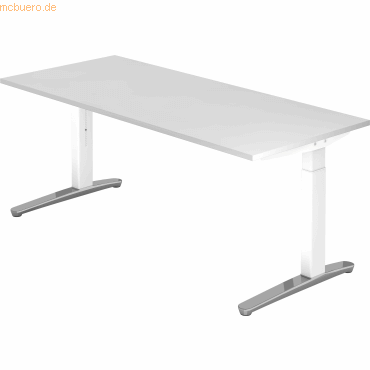 4032062169735 - Schreibtisch TOPAS LINE manuell höheneinstellbar B 1800 mm weiß weiß alu poliert