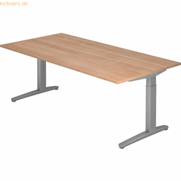 4032062170960 - HAMMERBACHER XB2E höhenverstellbarer Schreibtisch nussbaum silber rechteckig C-Fuß-Gestell silber 2000 x 1000 cm 4032062170960 - HAMMERBACHER XB2E höhenverstellbarer Schreibtisch nussbaum silber rechteckig C-Fuß-Gestell silber 2000 x 1000 cm