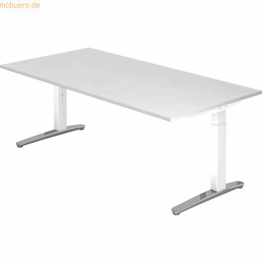 4032062171028 - Schreibtisch TOPAS LINE manuell höheneinstellbar B 2000 mm weiß weiß alu poliert 4032062171028 - Schreibtisch TOPAS LINE manuell höheneinstellbar B 2000 mm weiß weiß alu poliert