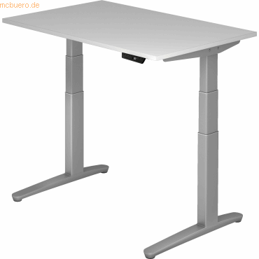 4032062168394 - Schreibtisch TOPAS LINE elektrisch höhenverstellbar C-Fuß B 1200 x T 800 x H 650-1300 mm lichtgrau weißaluminium + Memoryschalter Kabelkanal 4032062168394 - Schreibtisch TOPAS LINE elektrisch höhenverstellbar C-Fuß B 1200 x T 800 x H 650-1300 mm lichtgrau weißaluminium + Memoryschalter Kabelkanal