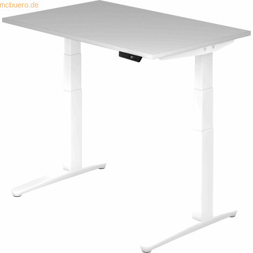 4032062168417 - HAMMERBACHER XBHM12 elektrisch höhenverstellbarer Schreibtisch lichtgrau rechteckig C-Fuß-Gestell weiß 1200 x 800 cm 4032062168417 - HAMMERBACHER XBHM12 elektrisch höhenverstellbarer Schreibtisch lichtgrau rechteckig C-Fuß-Gestell weiß 1200 x 800 cm