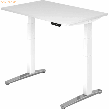 4032062168493 - Schreibtisch TOPAS LINE elektrisch höhenverstellbar C-Fuß B 1200 x T 800 x H 650-1300 mm weiß weißaluminium + Memoryschalter Kabelkanal 4032062168493 - Schreibtisch TOPAS LINE elektrisch höhenverstellbar C-Fuß B 1200 x T 800 x H 650-1300 mm weiß weißaluminium + Memoryschalter Kabelkanal