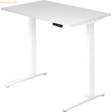4032062168509 - HAMMERBACHER XBHM12 elektrisch höhenverstellbarer Schreibtisch weiß rechteckig C-Fuß-Gestell weiß 1200 x 800 cm