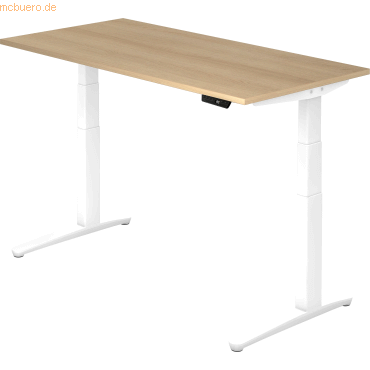 4032062168660 - HAMMERBACHER XBHM16 elektrisch höhenverstellbarer Schreibtisch eiche rechteckig C-Fuß-Gestell weiß 1600 x 800 cm