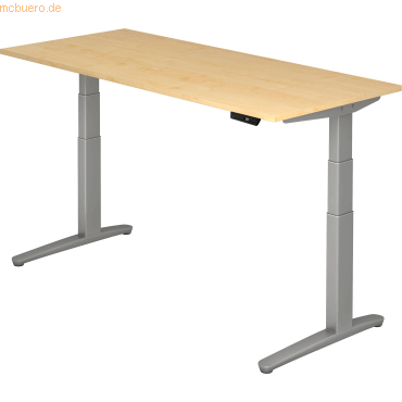 4032062167182 - Schreibtisch TOPAS LINE elektrisch höhenverstellbar C-Fuß B 1800 x T 800 x H 650-1300 mm Ahorn weißaluminium + Memoryschalter Kabelkanal