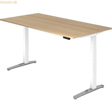 4032062171264 - Schreibtisch TOPAS LINE elektrisch höhenverstellbar C-Fuß B 2000 x T 1000 x H 650-1300 mm Eiche weißaluminium + Memoryschalter Kabelkanal 4032062171264 - Schreibtisch TOPAS LINE elektrisch höhenverstellbar C-Fuß B 2000 x T 1000 x H 650-1300 mm Eiche weißaluminium + Memoryschalter Kabelkanal