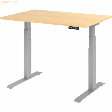 mcbuero.de Sitz-Steh-Schreibtisch elektrisch 120x80cm Ahorn/Silber