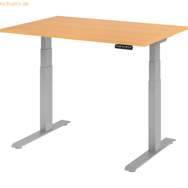 mcbuero.de Sitz-Steh-Schreibtisch elektrisch 120x80cm Buche/Silber