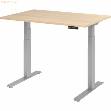 mcbuero.de Sitz-Steh-Schreibtisch elektrisch 120x80cm Eiche/Silber