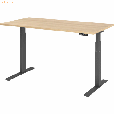 4032062185827 - Schreibtisch Basic VXDKB16 E G höhenverstellbar 64-129cm (H) rechteckig eiche   graphit 4032062185827 Hammerbacher