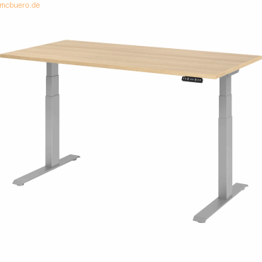 mcbuero.de Sitz-Steh-Schreibtisch elektrisch 160x80cm Eiche/Silber