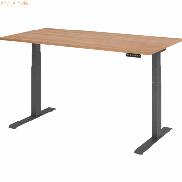 4032062185834 - Schreibtisch Basic VXDKB16 N G höhenverstellbar 64-129cm (H) rechteckig nussbaum   graphit 4032062185834 Hammerbacher