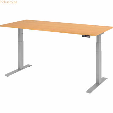 4032062182697 - HAMMERBACHER XDKB19 elektrisch höhenverstellbarer Schreibtisch buche rechteckig C-Fuß-Gestell silber 1800 x 800 cm