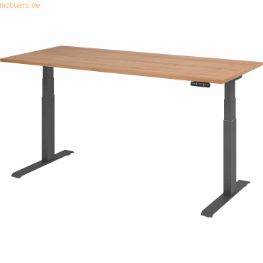 4032062185902 - Schreibtisch Basic VXDKB19 N G höhenverstellbar 64-129cm (H) rechteckig nussbaum   graphit 4032062185902 Hammerbacher