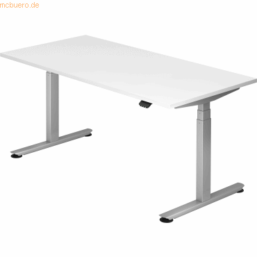 4032062176146 - Sitz-Steh-Schreibtisch elektrisch 160x80 -127cm Weiß Silber