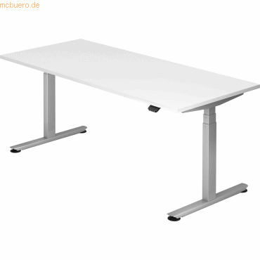 4032062176207 - Sitz-Steh-Schreibtisch elektrisch 180x80 -127cm Weiß Silber