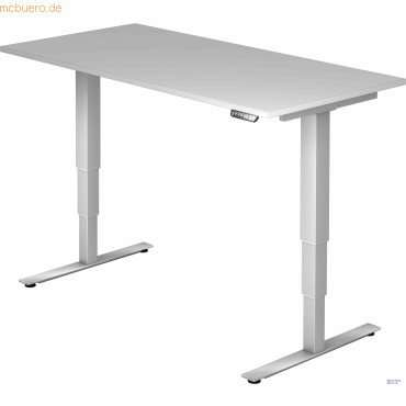 mcbuero.de Schreibtisch 160x80x62-127cm grau/silber elektrisch höhenve