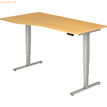 4032062150986 - HAMMERBACHER VXDSM18 elektrisch höhenverstellbarer Schreibtisch buche Trapezform T-Fuß-Gestell silber 1800 x 1000 cm 4032062150986 - HAMMERBACHER VXDSM18 elektrisch höhenverstellbarer Schreibtisch buche Trapezform T-Fuß-Gestell silber 1800 x 1000 cm