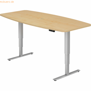4032062176368 - HAMMERBACHER Konferenztisch XDSM22 ahorn Tonnenform T-Fuß-Gestell silber 2200 x 1030 x 620 - 1270 cm 4032062176368 - HAMMERBACHER Konferenztisch XDSM22 ahorn Tonnenform T-Fuß-Gestell silber 2200 x 1030 x 620 - 1270 cm