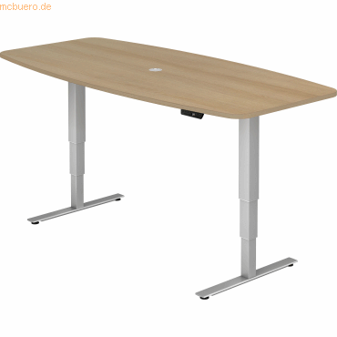 4032062176528 - HAMMERBACHER Konferenztisch XDSM22 eiche Tonnenform T-Fuß-Gestell silber 2200 x 1030 x 620 - 1270 cm