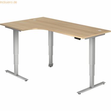 4032062163771 - Winkelschreibtisch ULM elektrisch höhenverstellbar 90° Winkel links T-Fuß B 2000 x T 1200 1200 x H 625-1275 mm Eiche weißalu + Memoryschalter 4032062163771 - Winkelschreibtisch ULM elektrisch höhenverstellbar 90° Winkel links T-Fuß B 2000 x T 1200 1200 x H 625-1275 mm Eiche weißalu + Memoryschalter