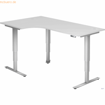 mcbuero.de Schreibtisch 200x120x62-127cm weiß/silber elektrisch höhenv