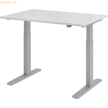 4032062182314 - Sitz-Steh-Schreibtisch VXMKA12 5 S elektrisch höhenverstellbar 70 - 120cm (H) 120cmx80cm (BxT) rechteckig lichtgrau   Silber