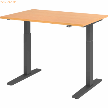 mcbuero.de Sitz-Steh-Schreibtisch elektrisch 120x80cm Buche/Graphit