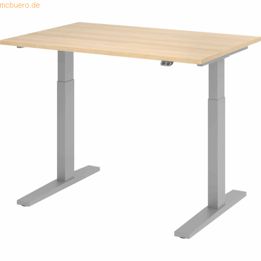 mcbuero.de Sitz-Steh-Schreibtisch elektrisch 120x80cm Eiche/Silber