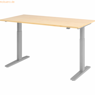 mcbuero.de Sitz-Steh-Schreibtisch elektrisch 160x80cm Ahorn/Silber