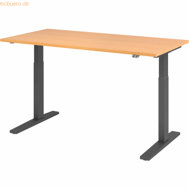 mcbuero.de Sitz-Steh-Schreibtisch elektrisch 160x80cm Buche/Graphit